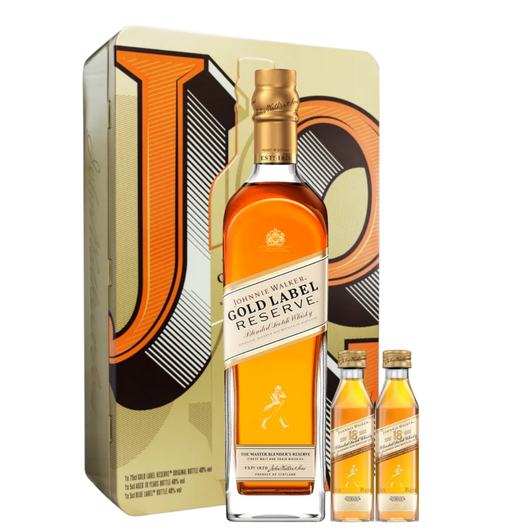 Johnnie Walker Gold Label 18年 750ml 箱付き Whisky Johnnie Walker Gold Label 750ml C/ 2 Mini J.W 18 Y.O. 50ml